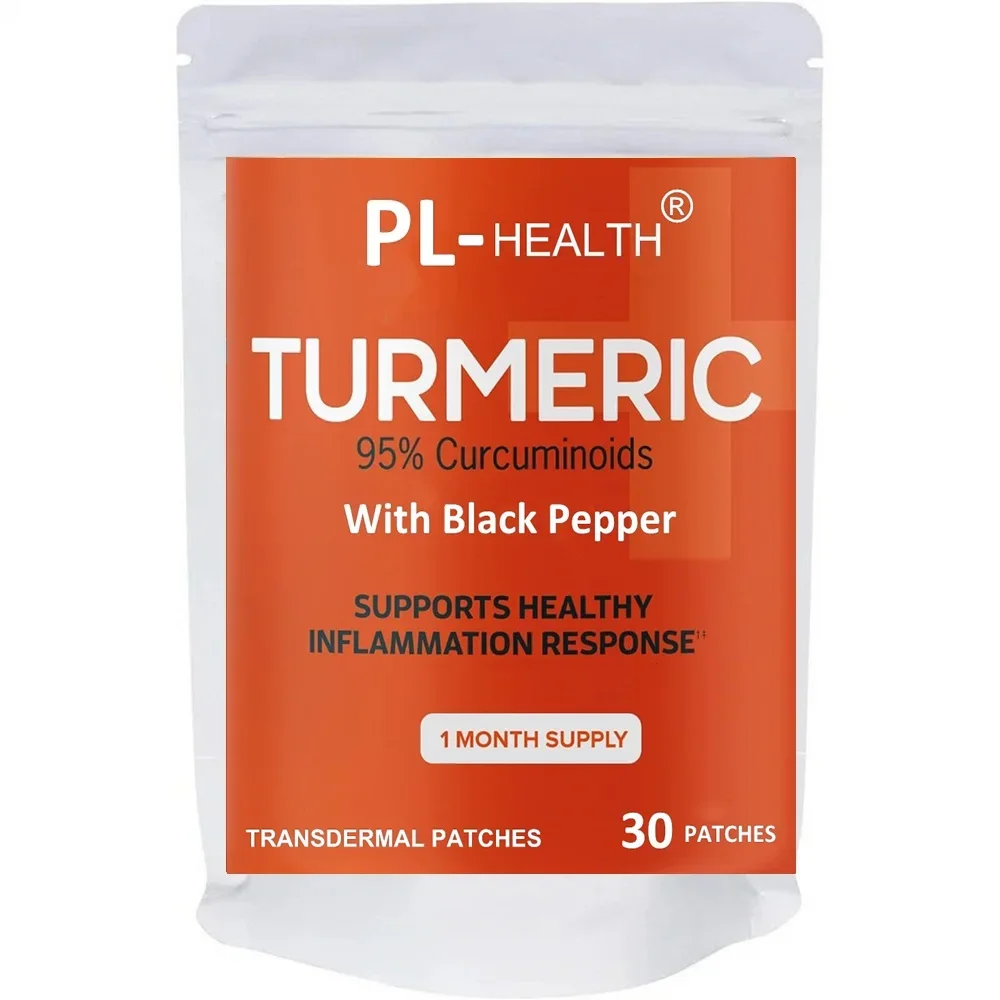 30 Patches Turmeric Curcumin with Black Pepper Transdermal Patches Enhanced Absorption, Joint Support