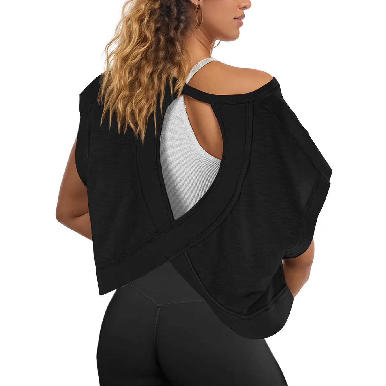 

2025 New style of hollowed-out backless long-sleeved, fashionable and individualistic sporty long-sleeved cool T-shirt for women