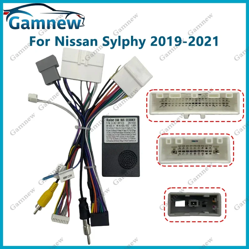 Car Audio 16PIN Android Power Cable Adapter With Canbus Box For Nissan Sylphy Tiida Qashaqi Kicks CD/DVD Player Wiring Harness