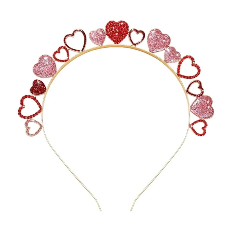 Rhinestone Heart Shape Headband for Valentines Day Baroque Style Hairband Bride Woman Wedding Photography Headwear