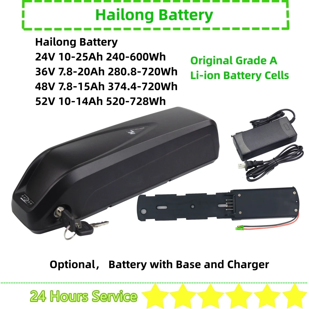 HL Down Tube Type E-bike Battery Hailong 36V 7.5Ah 10Ah 10.4Ah 12.5Ah 13Ah 14Ah 15Ah 20Ah 48V for Eleglide M1 Plus E-bike