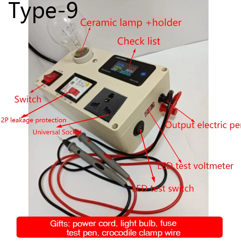 Switching power supply maintenance socket LED lamp maintenance protector voltage, current, power measurement and detection