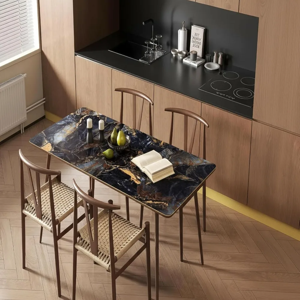 ورق اتصال محكم مقاوم للماء وقابل للإزالة ذاتي اللصق لامع أزرق داكن من الجرانيت ورق حائط واسع 24x393