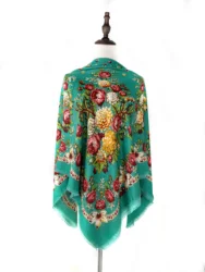 130*130cm Breathable Thin Russian Square Scarf Women Luxury Floral Print Ukrainian Shawl Babushka Handkerchief Head Wraps