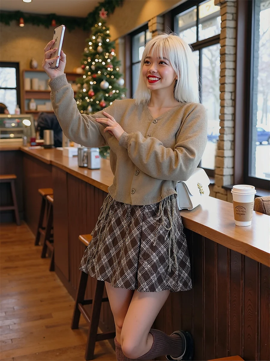 Plaid Empire Preppy Style Skirts For Woman Women Clothes Spring Flare Festival Ethereal Teengirl Light Flowing Ruffled Pleated