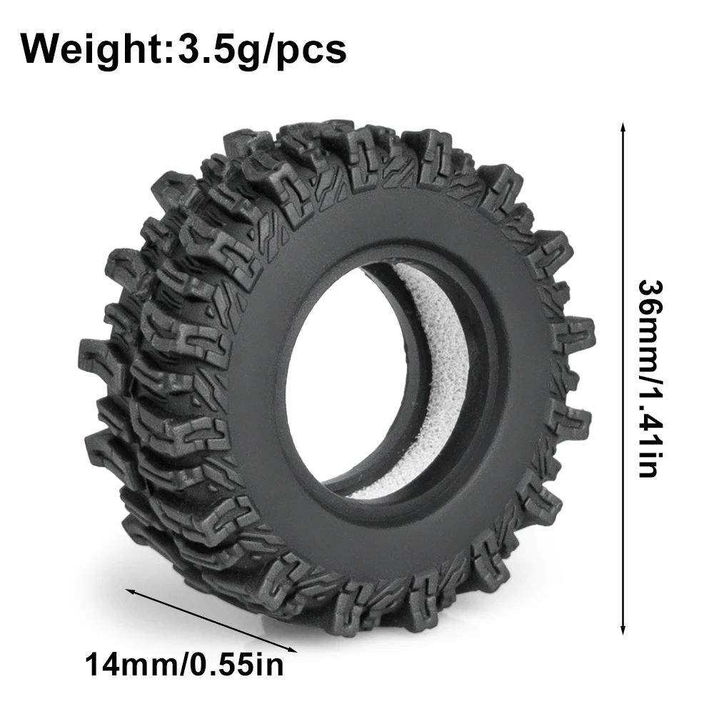 4PSC SCX30 Tires, 0.7-inch 'RC Tires, 36x14 mm, Suitable for 1/30 Scale SCX30 Remote-Controlled Tracked Vehicles.