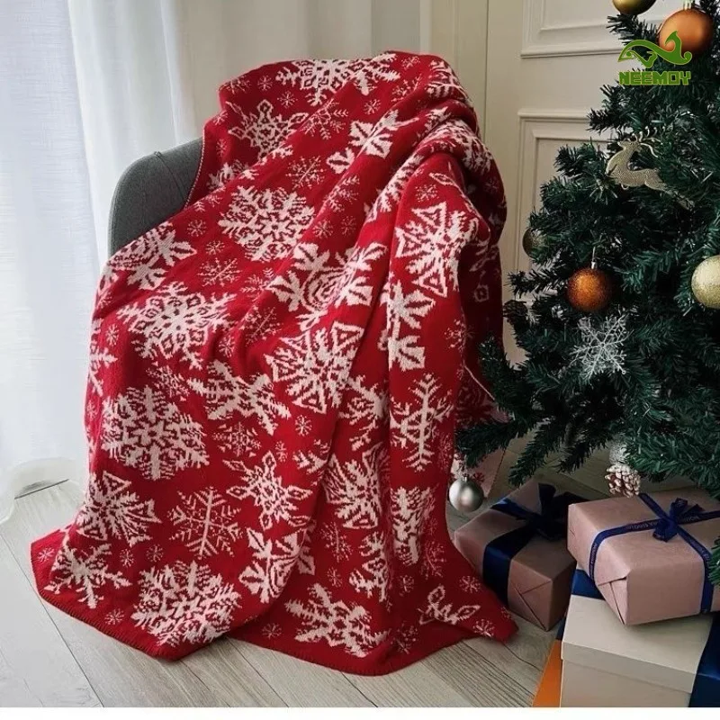 

Nordic Christmas Snowflake Blanket Decorative Blanket Living Room Sofa Blanket Cover Carpet Winter Thick Carpet Bed Use