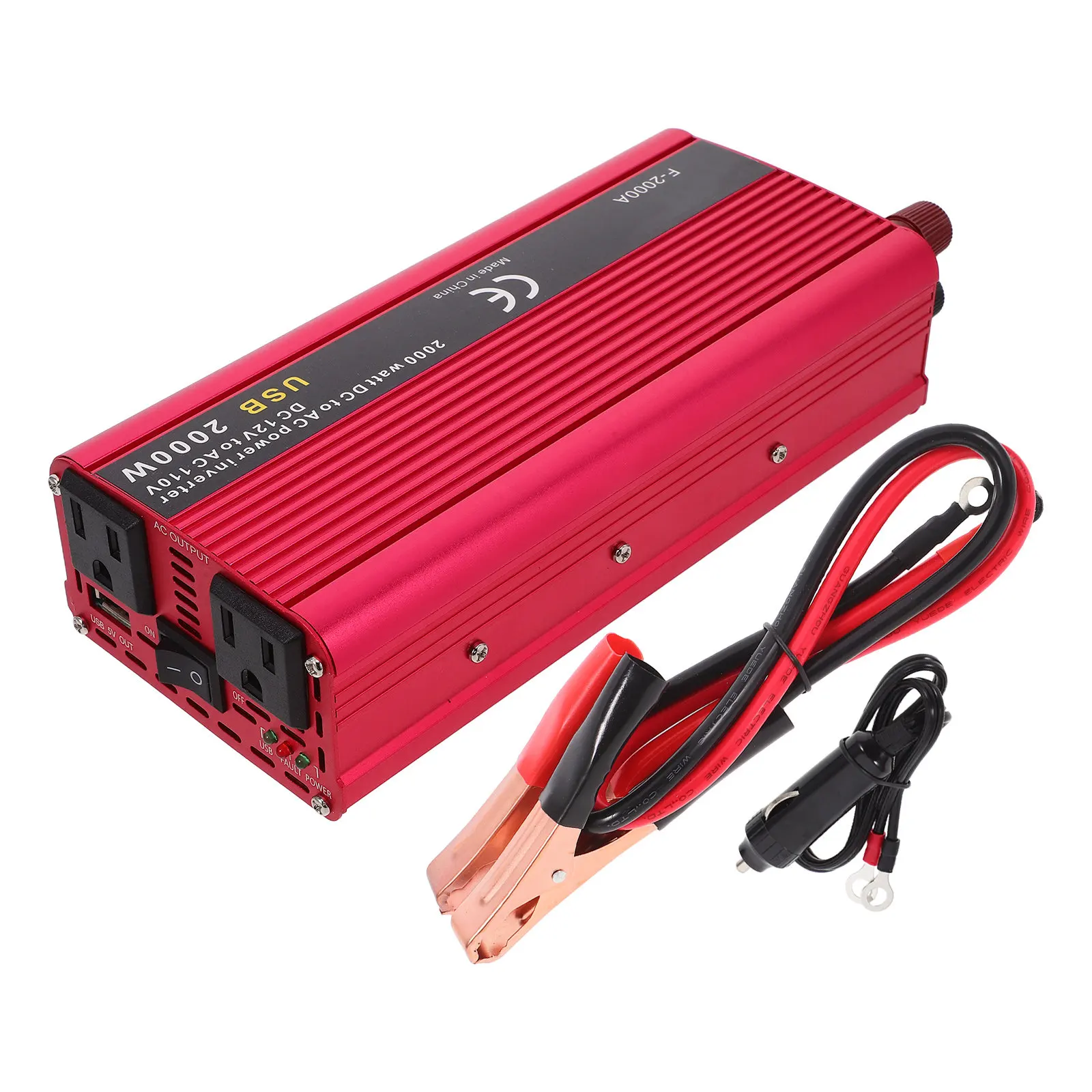 

1Set Car Power Inverter Durable Housing Low Loss USB Fast Charge Digital Display Suitable for TV Phone Computer Car Power