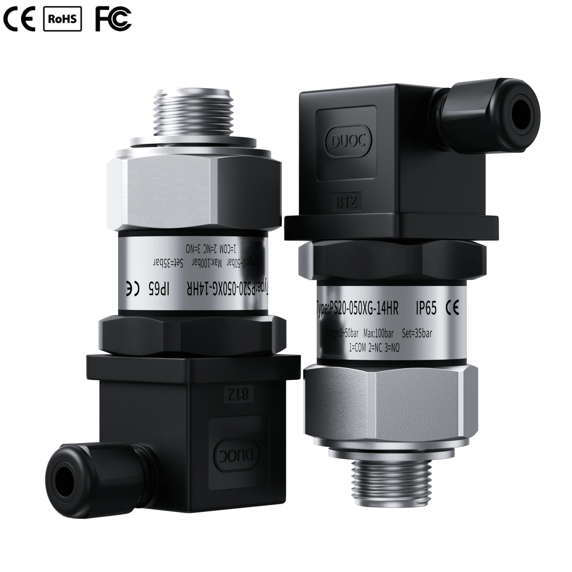 G3/4 الموضوع NO + NC النفط الغاز المياه الهواء التحكم في الضغط الهوائي 30-300bar 40-400bar 20-200bar IP65 Exproof مفتاح ضغط