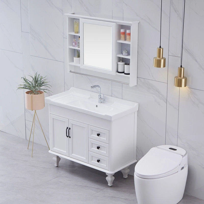 

toilet simple bathroom cabinet Modern Floor-standing American Washbasin mirror cabinet white mobiletto bagno bathroom furniture