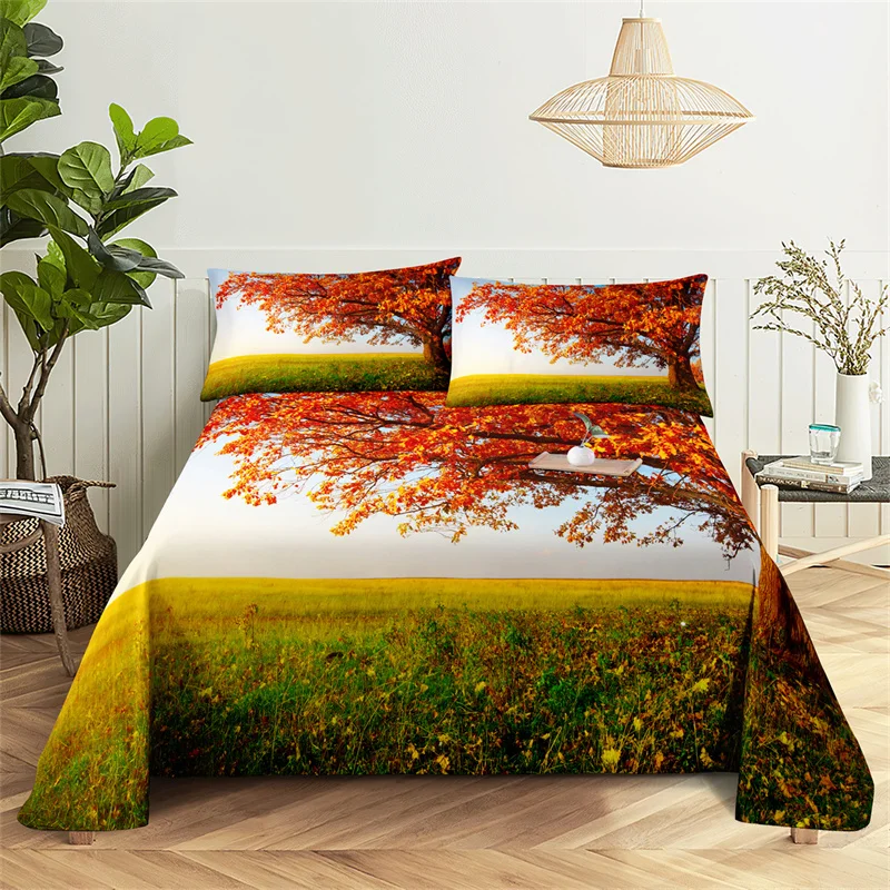 

Bedding Sets Natural Scenery Bed Sheet Fashion Design Double Flat Sheet Boys Girls Bed Sheet Set Bed Sheets and Pillowcases