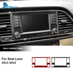 Real Soft Carbon Fiber Sticker For Seat Leon 2013 2014 2015 LHD RHD Car Central Control Screen Trim Interior Accessories