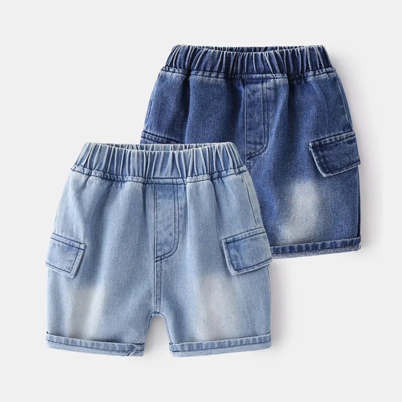 

Boy's Denim Shorts Summer Children's Solid Color Pocket Baby Fifth Pants Children's Casual Shorts Wholesale