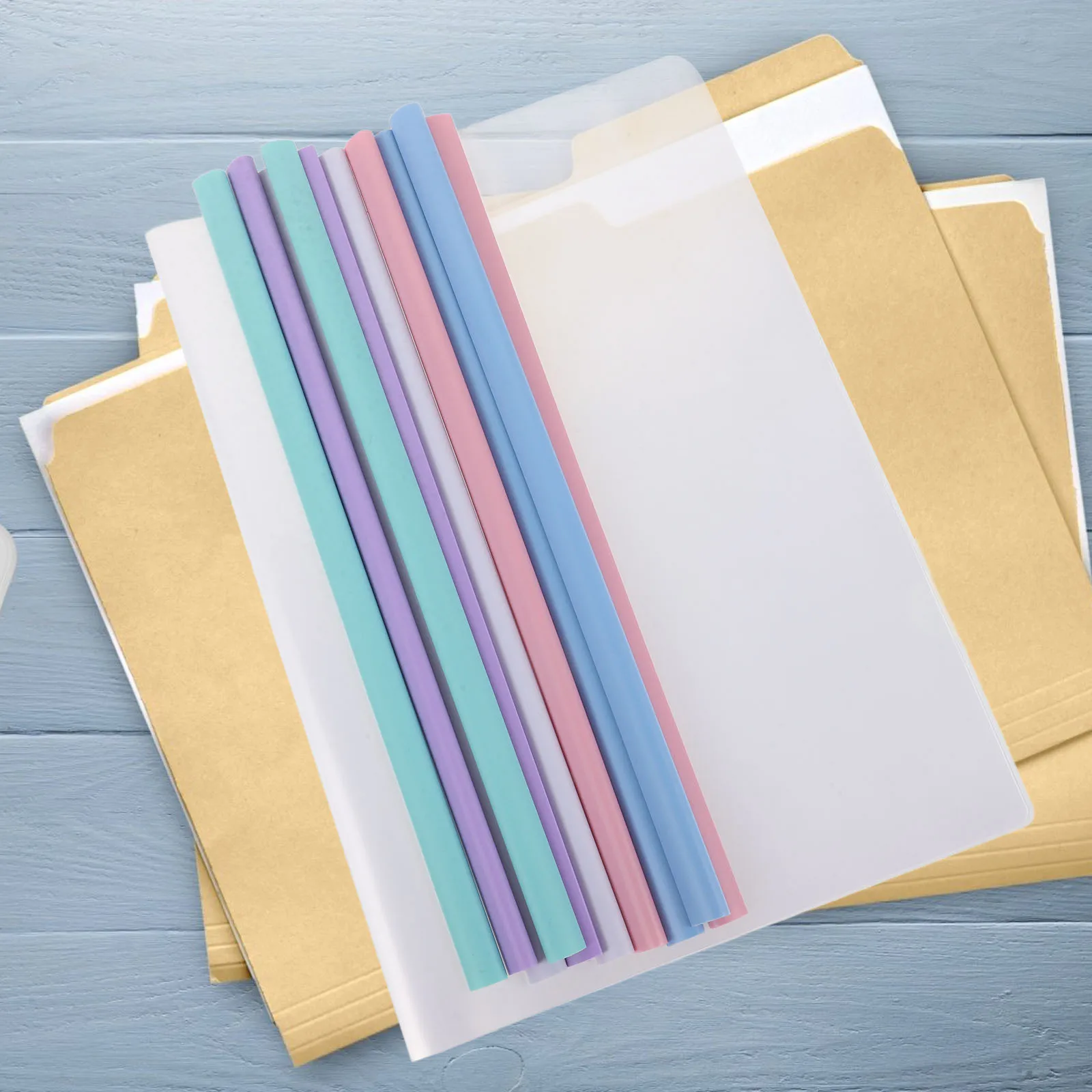 

50Pcs A4 Transparent File Folders Anti-Slip Draw Rods for Office School Document Storage Transparent File Folders