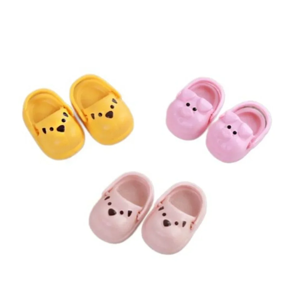 1 Pair Round Toe Ob11 Doll Slippers Mini Simulation Mini puppy slippers Cartoon Cute Silicone puppy slippers Children Toys
