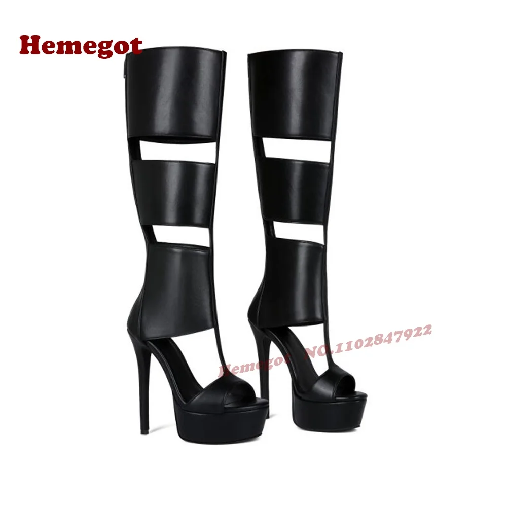 أسود T-حزام قطع صنادل طراز جلاديتور اللمحة تو منصة خنجر عالية الكعب المرأة الصنادل الصلبة عودة زيبر الأحذية الرومانية 2025 #3