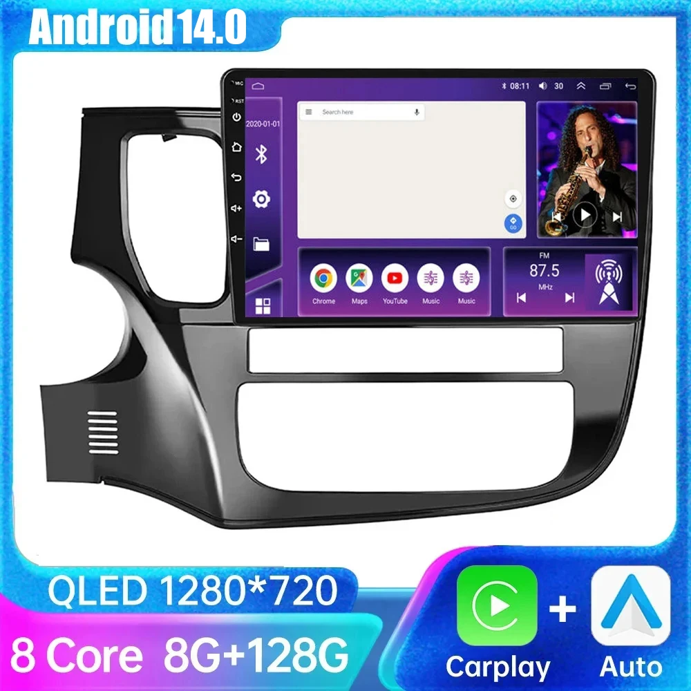 For Mitsubishi Outlander 3 GF0W GG0W 2012- 2018 Android 14 Wireless Carplay Car Radio Multimedia Player 2 Din GPS dsp Head Unit