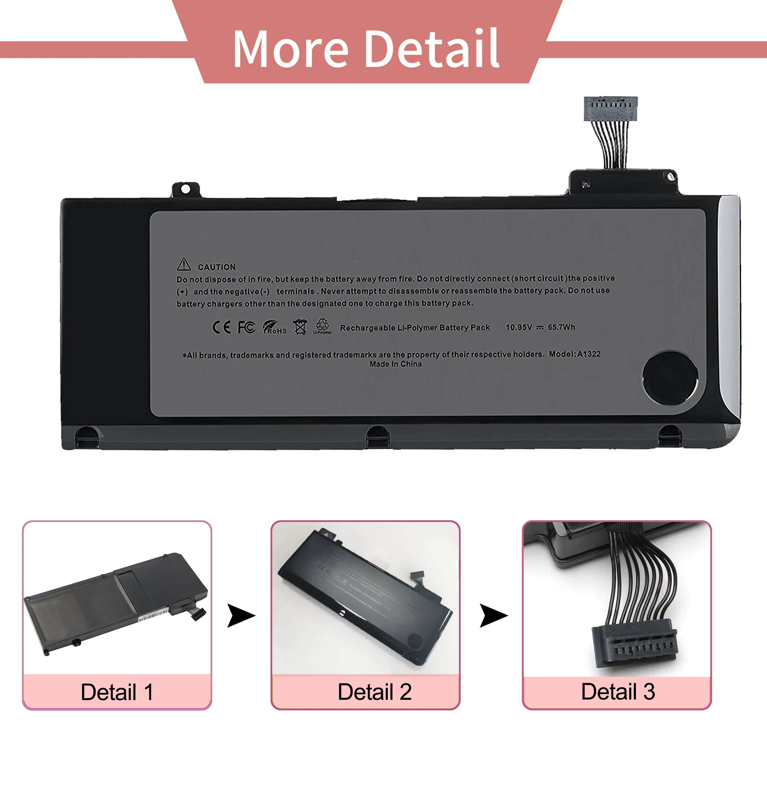 JGTM A1322 OEM APPLE Laptop Battery Bank Factory Price 10.95V 5800mAh A1278 MC700 MB990 MB991 MC374for MacBook Pro 13.3