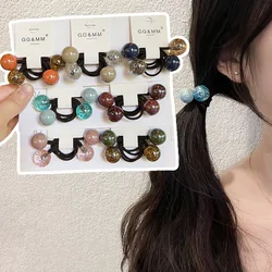 2pcs/lot New Fashion Girls Children Cute Beads Ball Elastic Hair Bands Candy Colors Kids Stretch Hair Ties Lovely Rope Bands