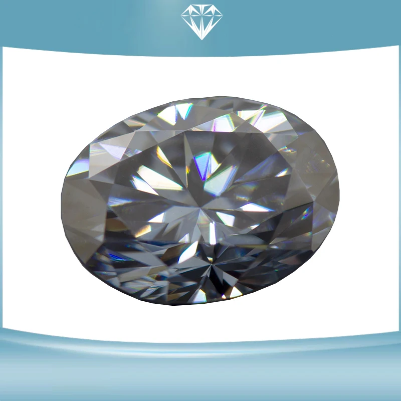 Moissanite Stone Gray Color Oval Cut Lab Created Gemstone Diamond Jewelry Making Materials With GRA Certificate