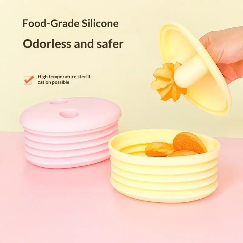

Foldable Silicone Snack Box with Lid, Leak-Proof & Easy Clean for Nuts, Fruits, Lunch On-the-Go