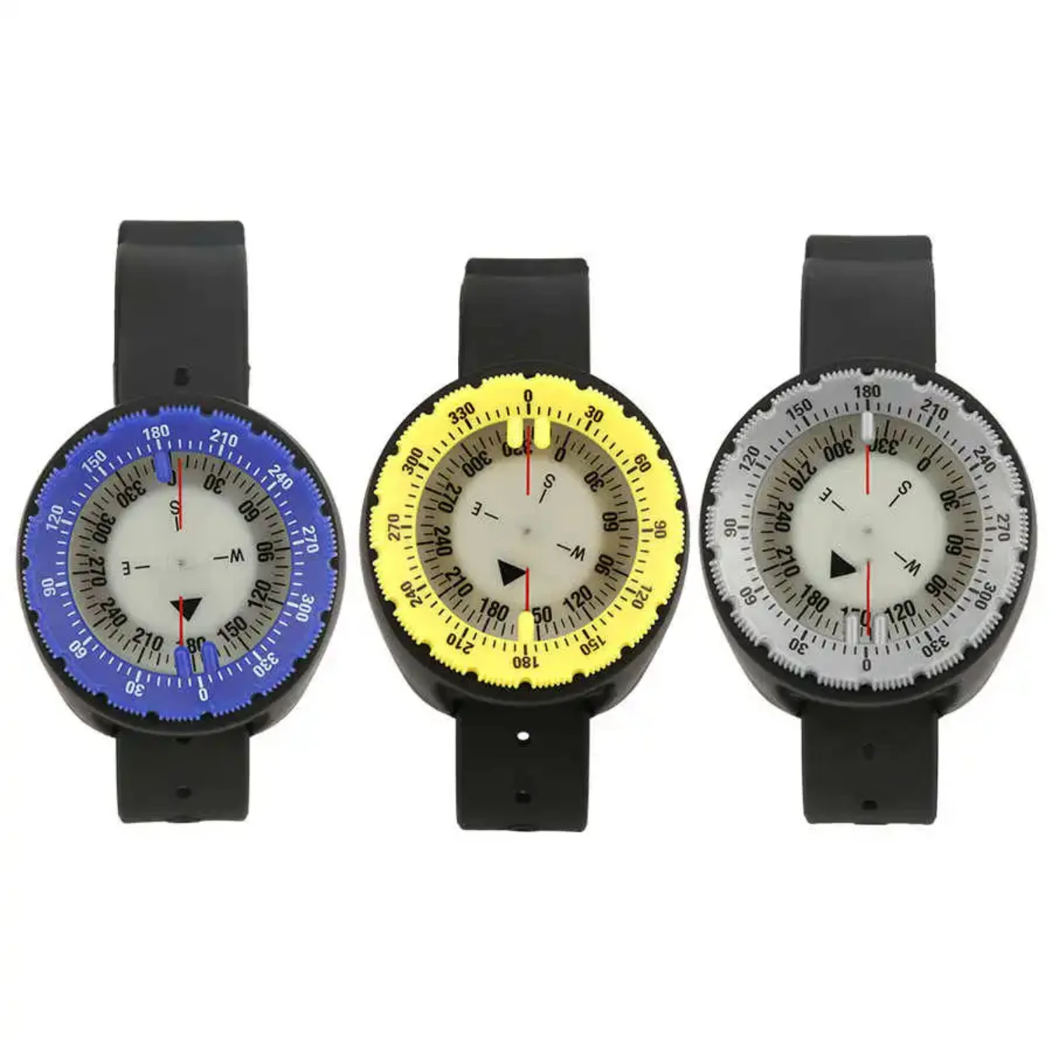 

50m Waterproof Compass Underwater Caving Camping Swimming Compass with Wristband Diving Watchband Fluorescent Dial Compass