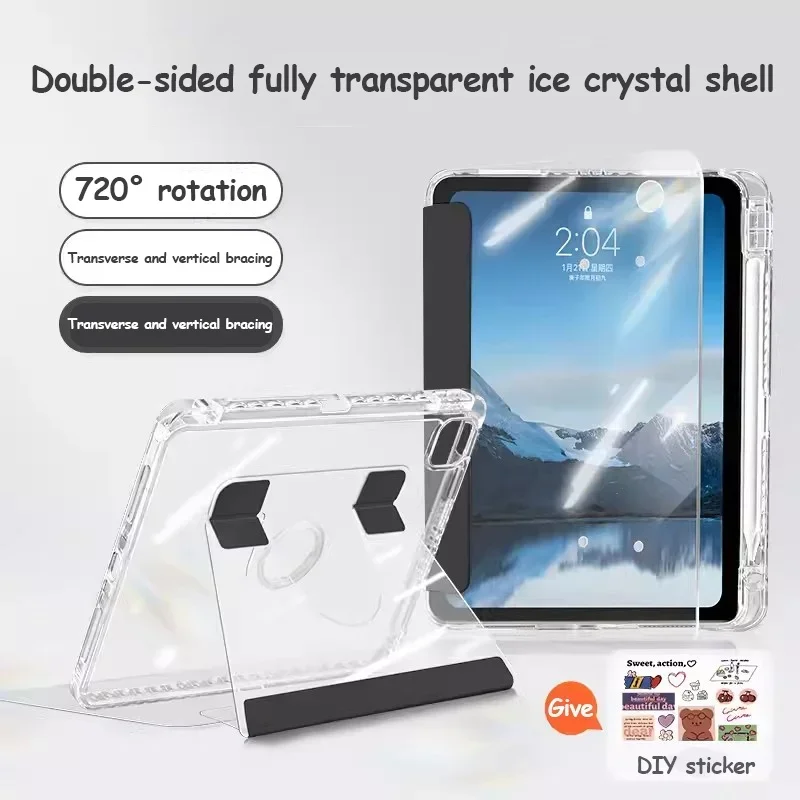 360 Rotating Crystal Cover For Ipad iPad Air 3 Pro 10.5  Air 4 3 Air 5 10.9 10.2 9th 8th 7th Pro 11 with Pencil Slot Back Case