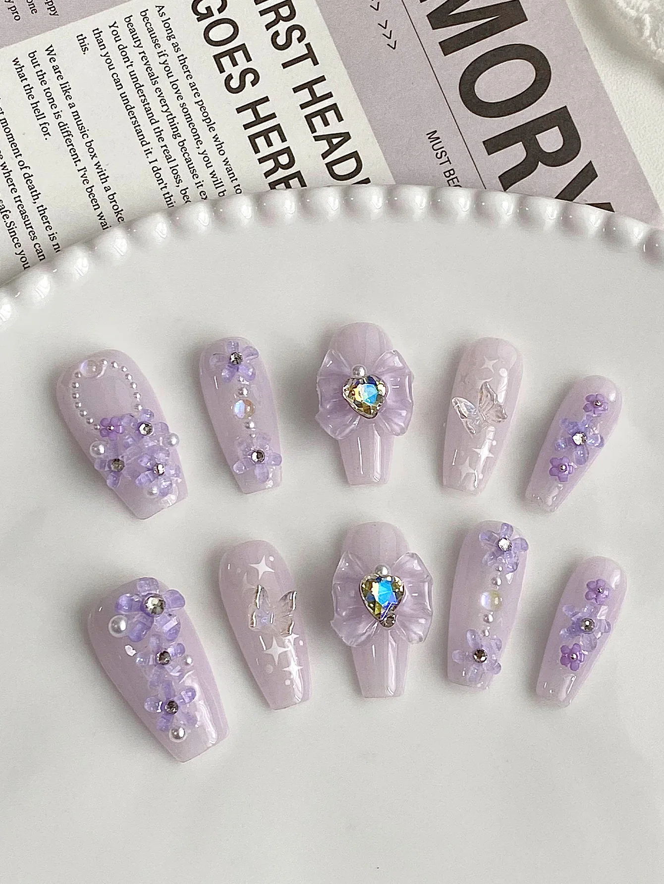 Лавандово-миндальные накладные – обзор и цена Nail Art Press On
