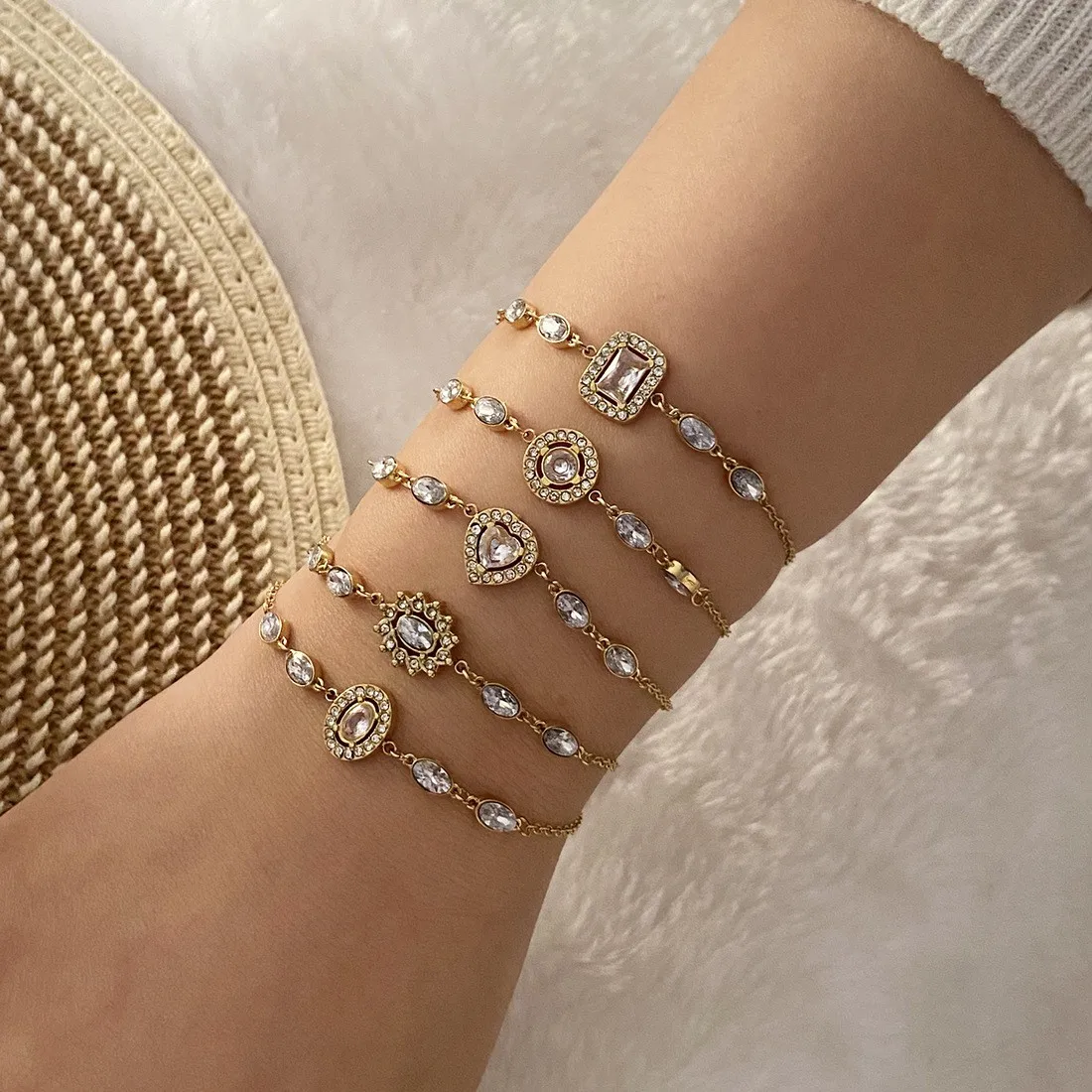 أساور هندسية للرجال والنساء ، أساور مع الإعداد ، معدن ، موضة ، بيع #1