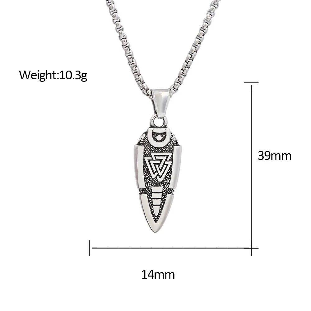 100pcs/lot accessories, stainless steel men's fashion necklace, arrow triangle logo necklace, titanium steel personalized pendan