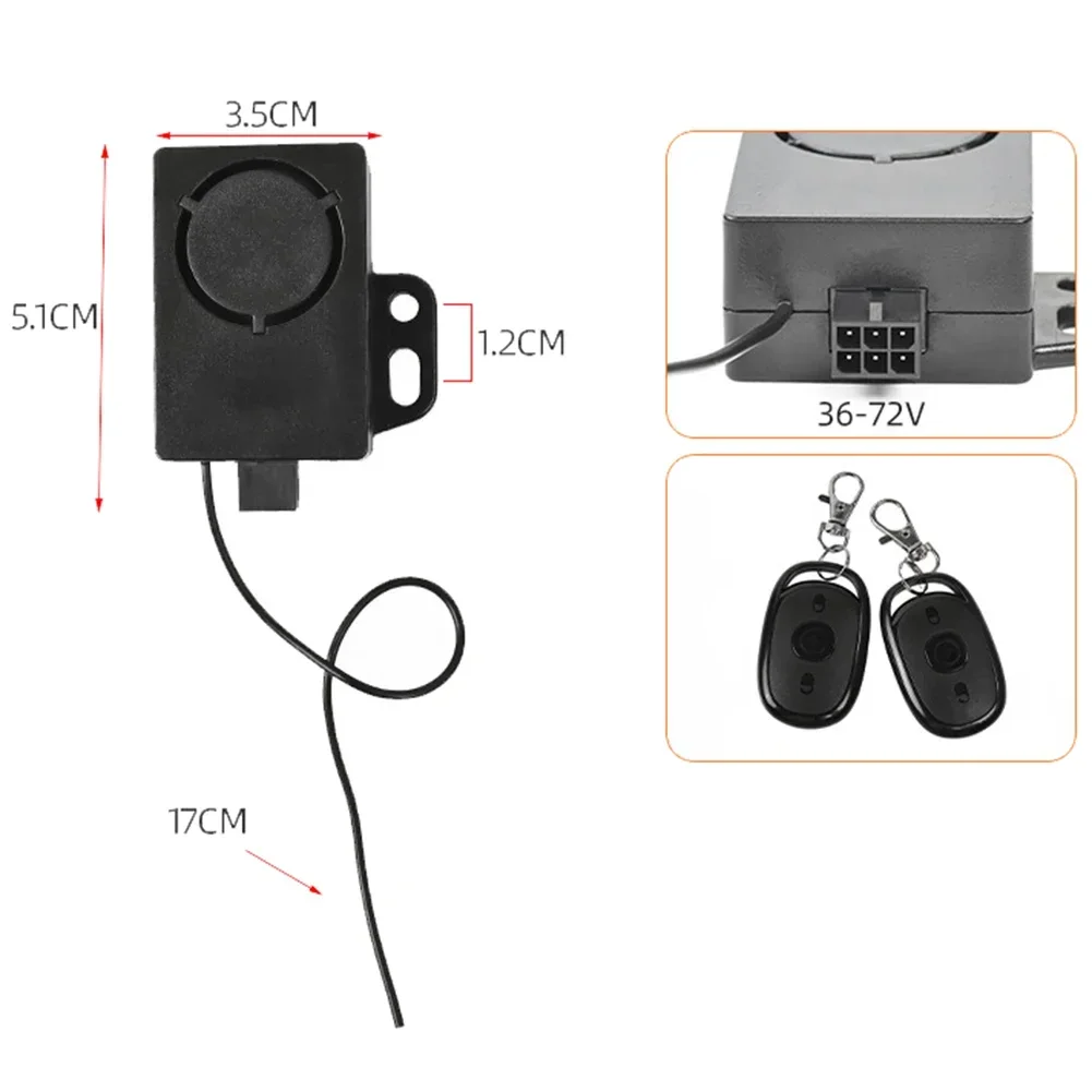 Ebike Antitheft Alarm With Keyless One Click Start Compatible With 36V To 72V Electric Scooters Dual Remote Control