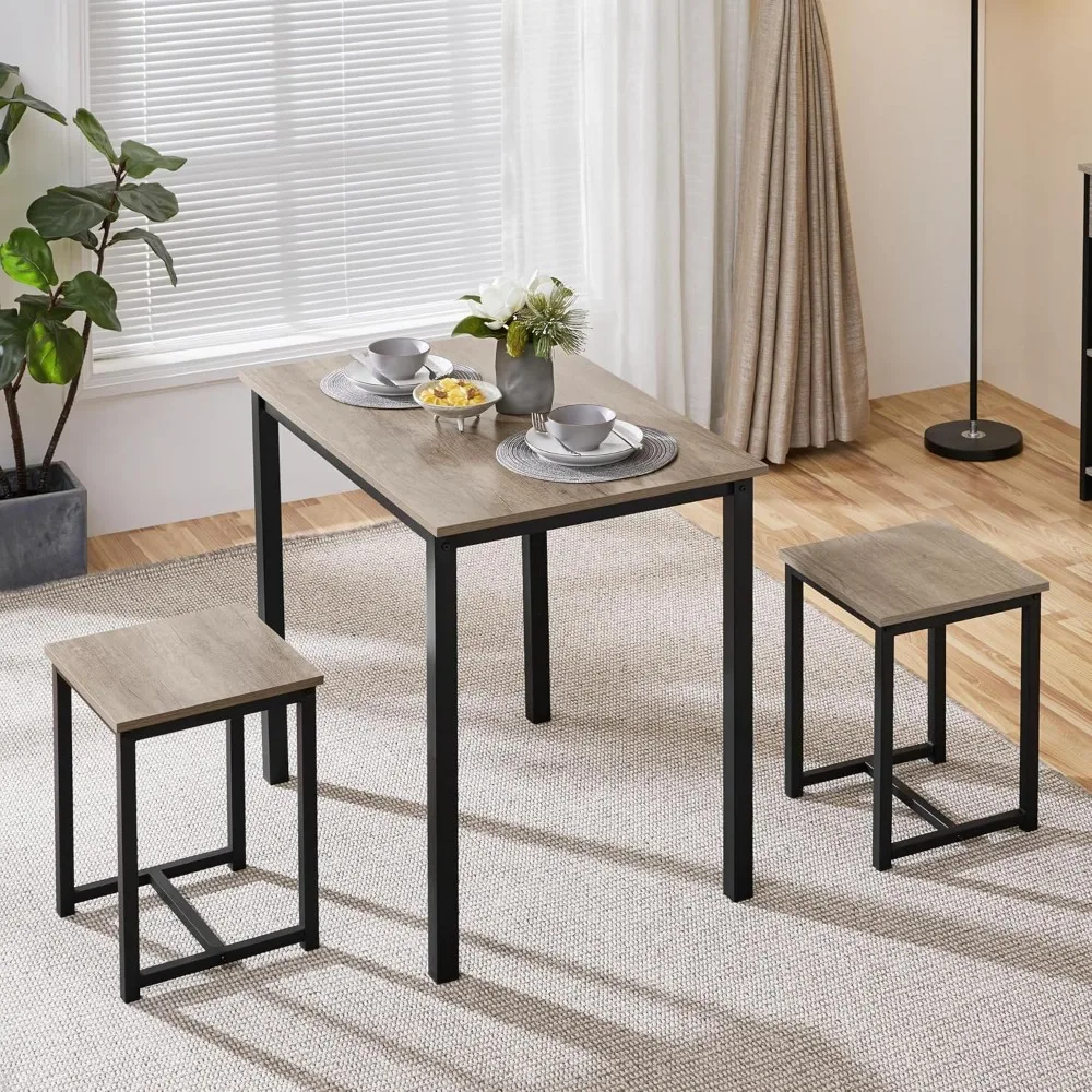 

Three-piece Dining Table and Chair Set, Kitchen Dining Table and Chair Set, Dining Table with Two Stools, Customizable