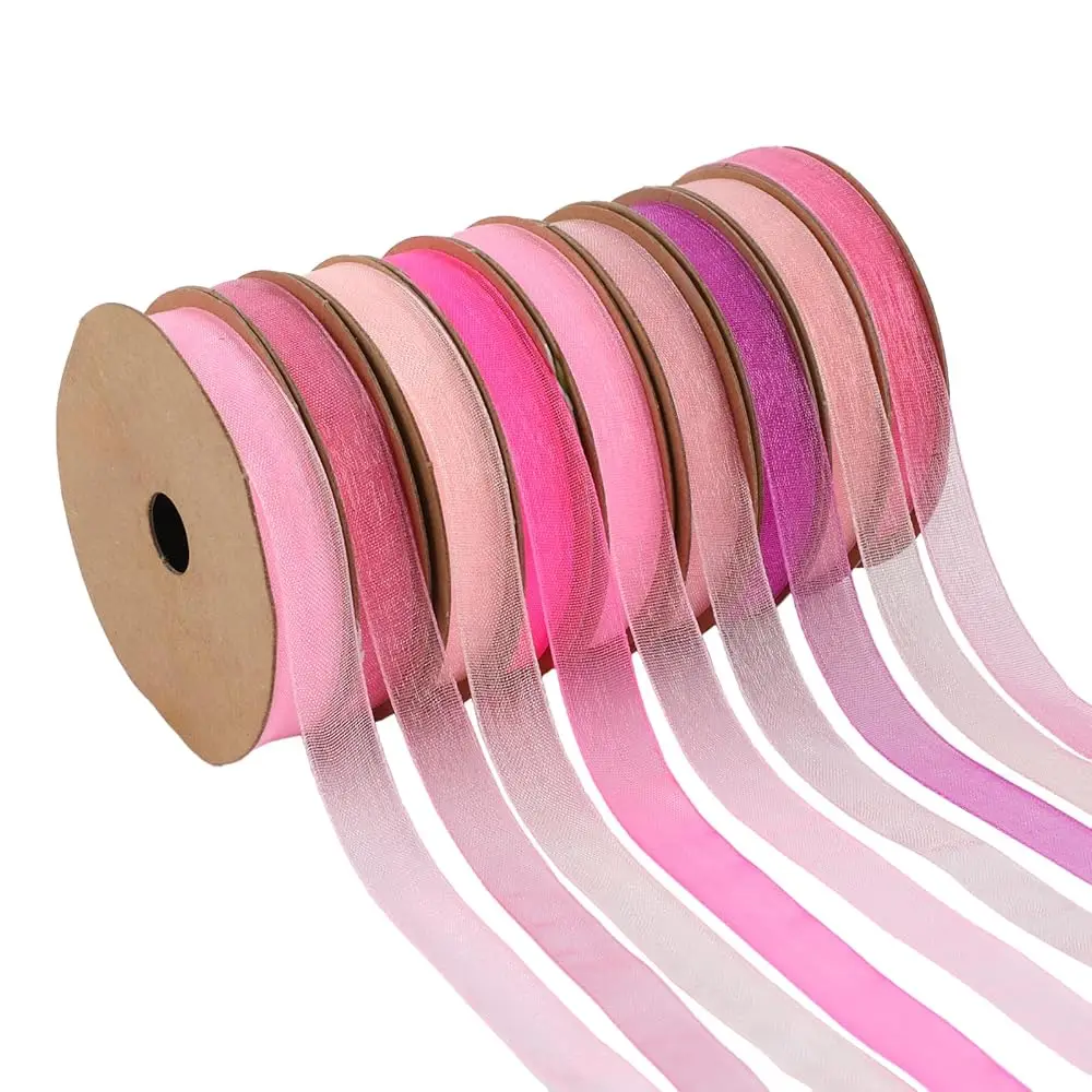 

Набор лент из органзы 3/8 дюйма x 90 ярдов, 9 рулонов по 10 ярдов, прозрачная лента для упаковки подарков, рукоделия, рождественского декора, вышивки