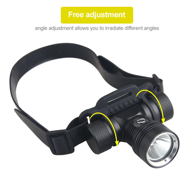 LED Rechargeable Headlamp 3000LM IPX8 Waterproof Super Diving Headlamp 18650 Torch Underwater Scuba Head Flashlight
