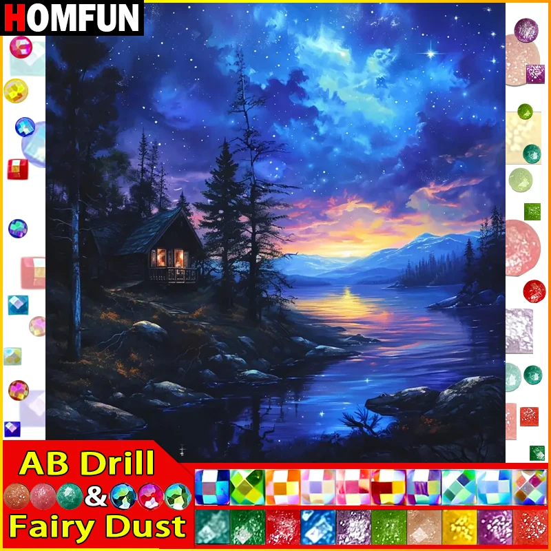 HOMFUN Fairy Dust AB Diamond Painting Full Square/Round Diamond 