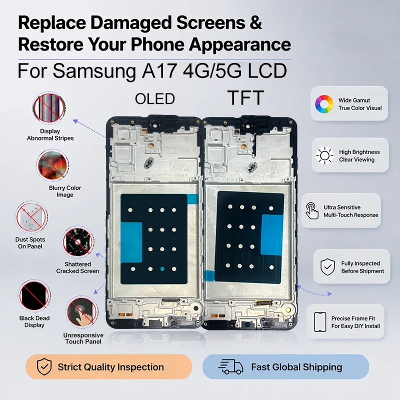 Pantalla OLED de 6.7" para Samsung Galaxy A17 SM-A175F, con táctil, para A17 5G SM-A176B 3