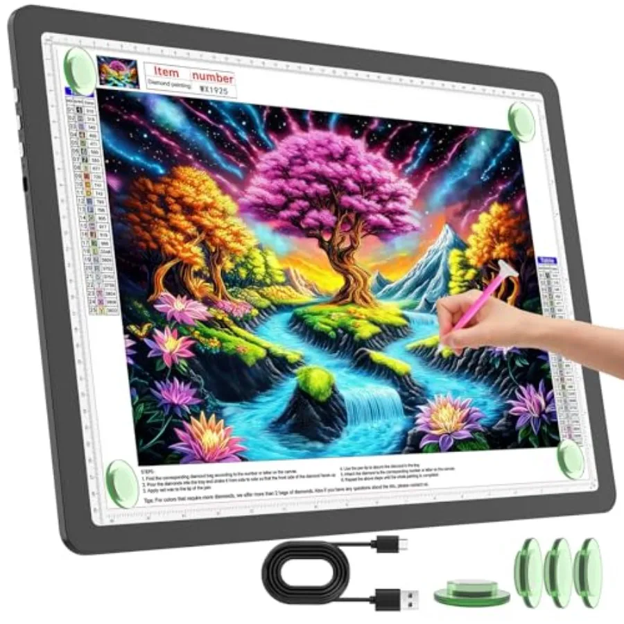 

Rechargeable A3 Light Pad for Diamond Painting Ultra Bright Tracing Light Box for Drawing Wireless Lightbox for Tracing and Dra