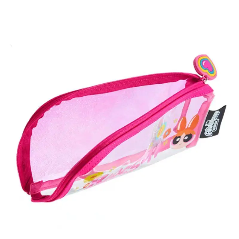 Japanese Cartoon Animation Peripheral Powerpuff Girls Transparent Pencil Case Girly Heart Large Capacity Portable Storage Bag