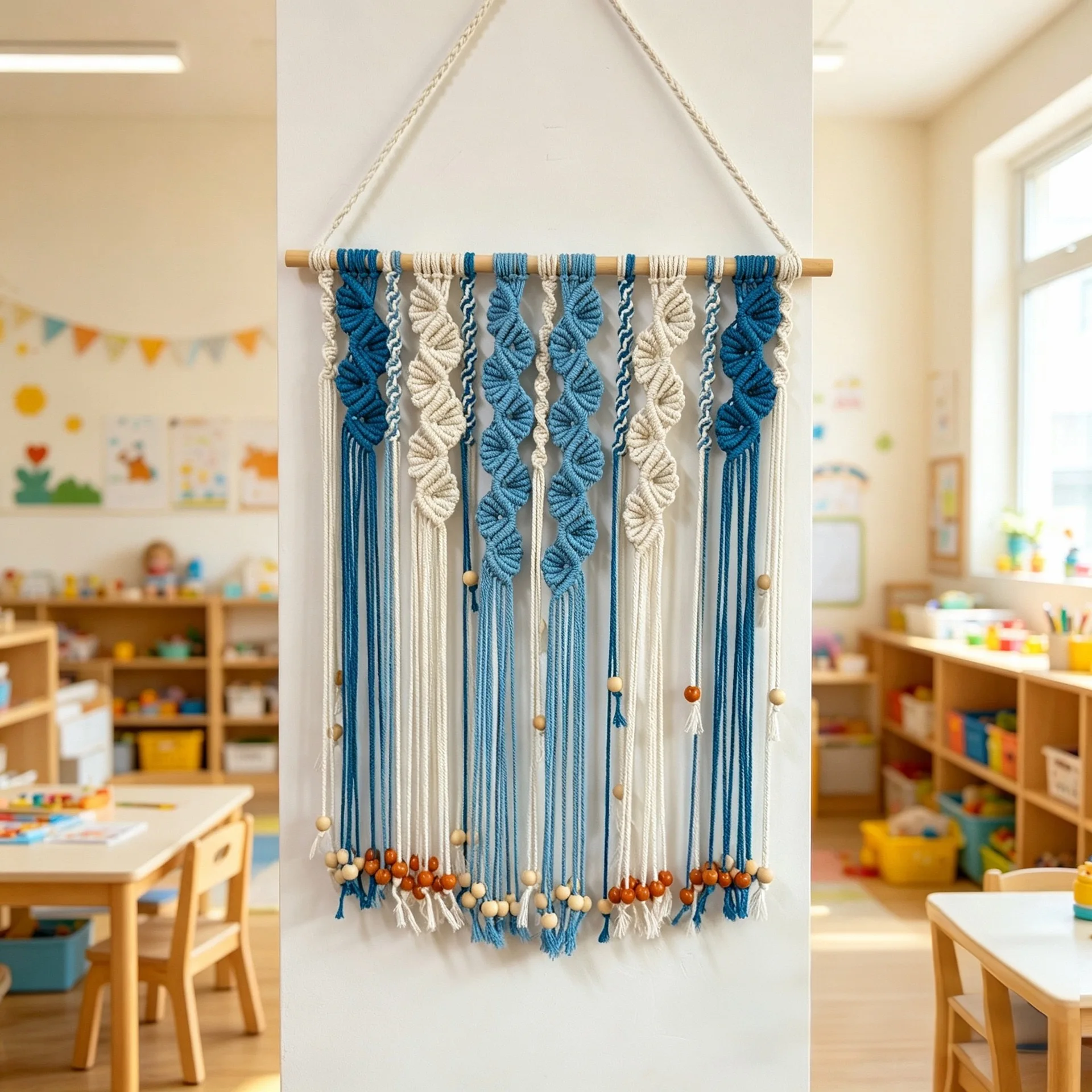 Bohemian Handwoven Tapestry  Cotton Rope Wall Hanging Decor for Restaurant Kindergarten Background Wall Art