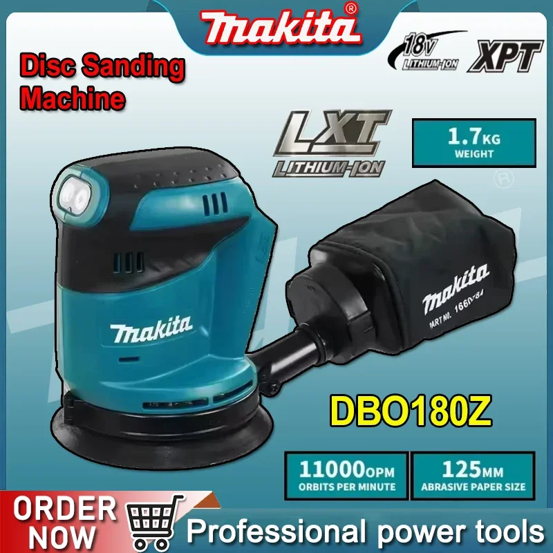 

Makita DBO180Z 18V Brushless Cordless Rechargeable Disc Random Orbital Sander Woodworking Sanding Putty Polishing Bare Tool