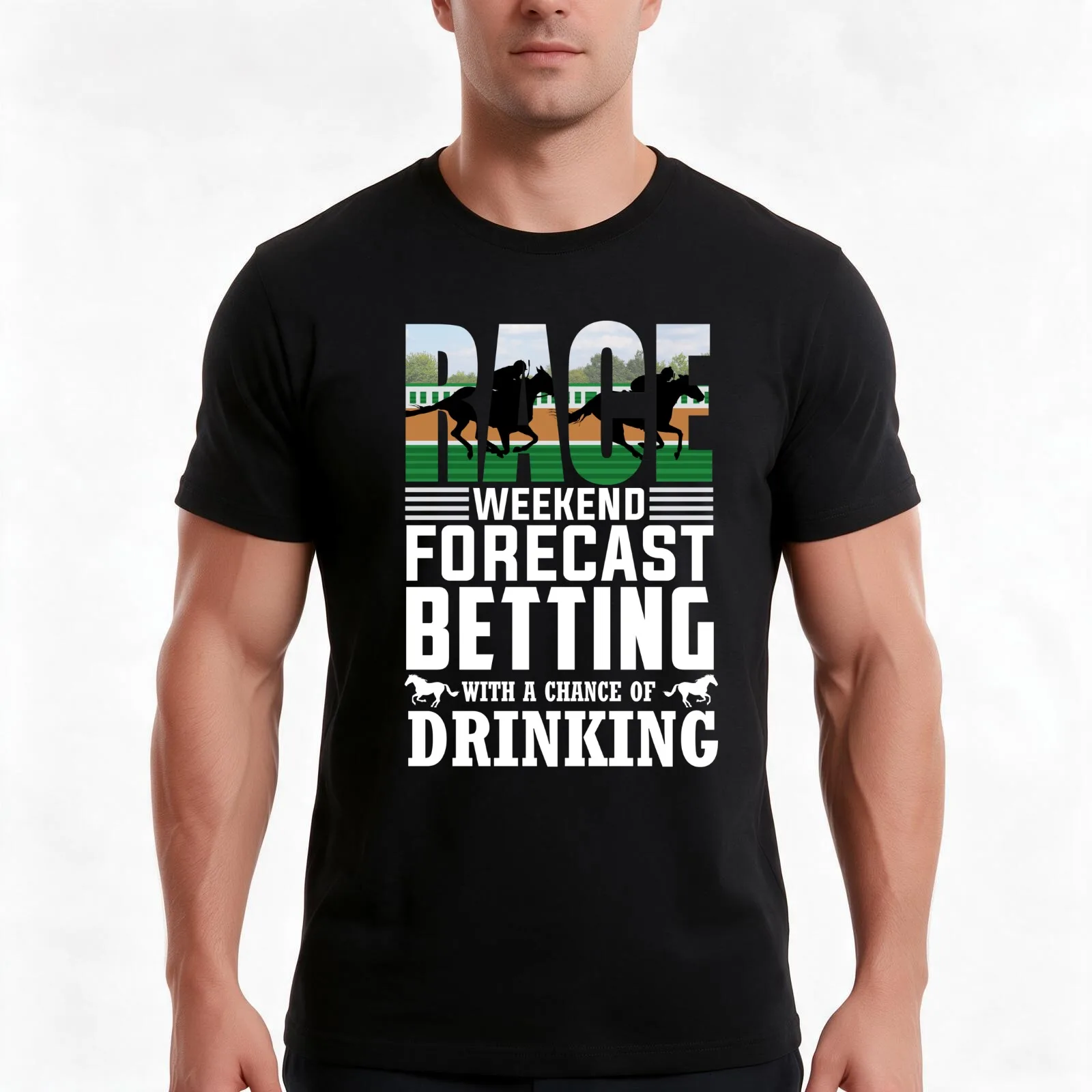 Horse Racing Betting Drinking Funny Gift Race Weekend Forecast Betting With A Chance Of Drinking T-Shirt Vintage Graphic Print