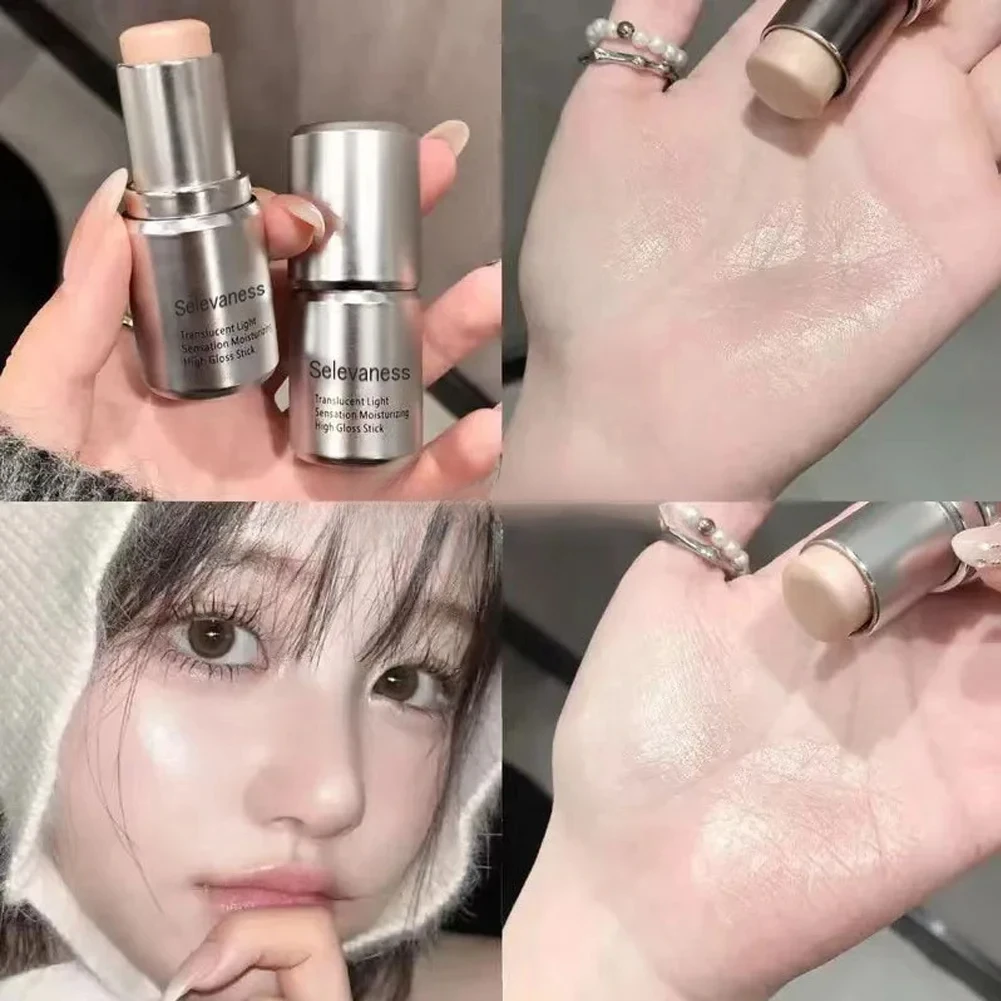 Resaltador en barra húmedo y brillante, brillo nacarado natural, paleta de contorno duradera, maquillaje cosmético para iluminar el cuerpo y la cara