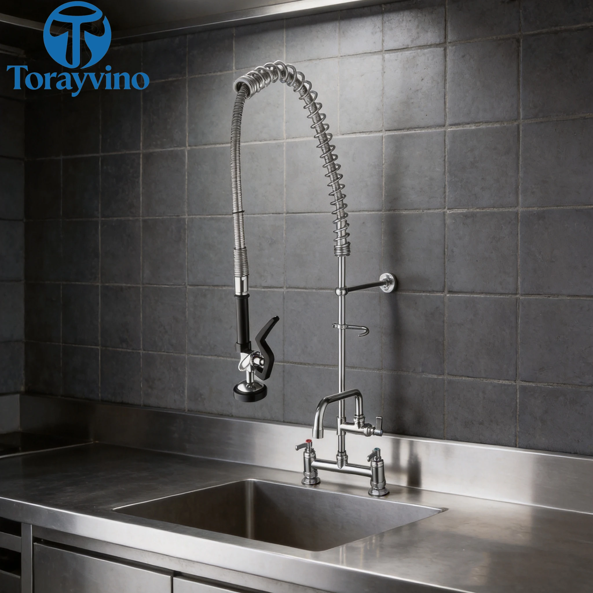 Torayvino Luxury Commercial Kitchen Faucet with Pull Down Sprayer Industrial Pre Rinse Spring Faucets Mixer for Multi-Functional