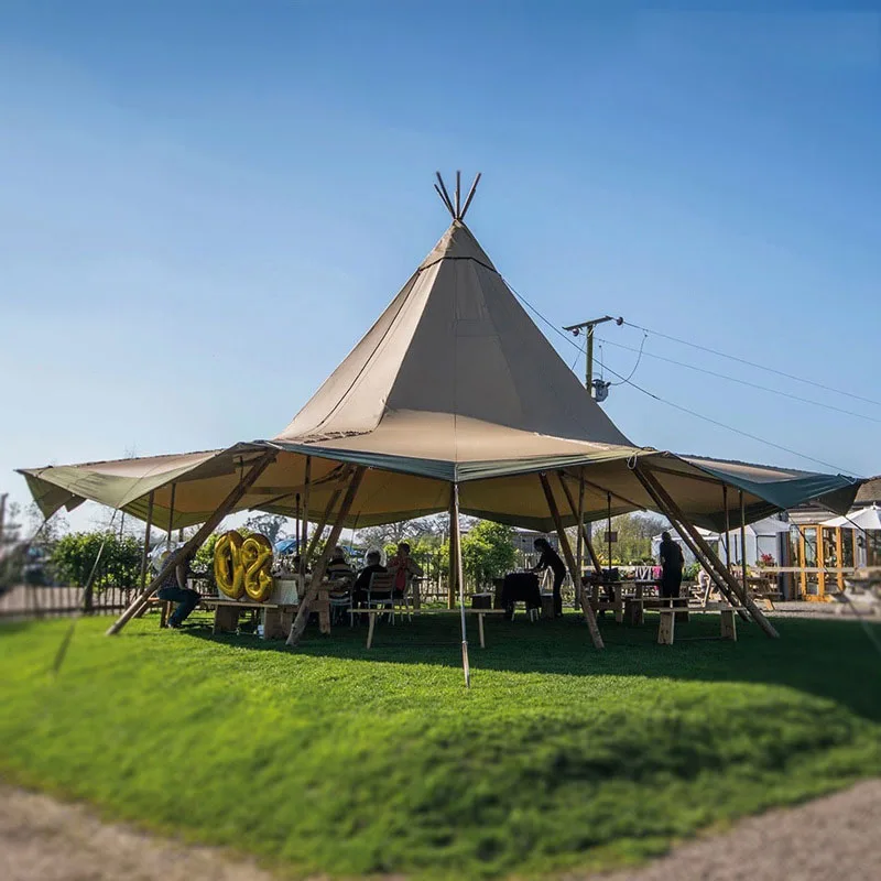 Tipi - Safari Tent Canvas Pyramid Picnic Large Glamping Tente For Restaurant
