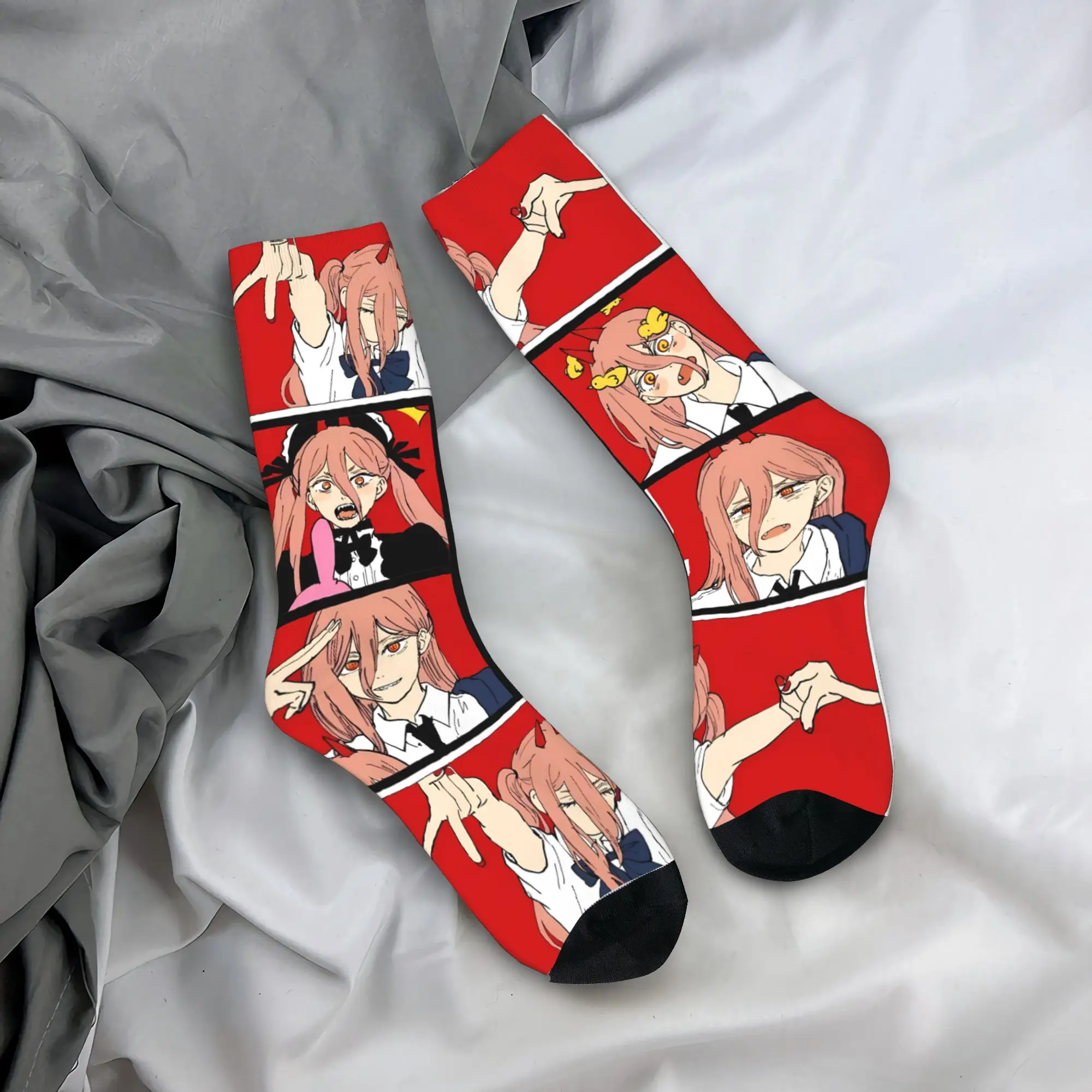 Power comic anime Stockings Chainsaws Mans Fashion Socks Men Quality Socks Winter Skateboard Design Non Slip Socks Gift Idea