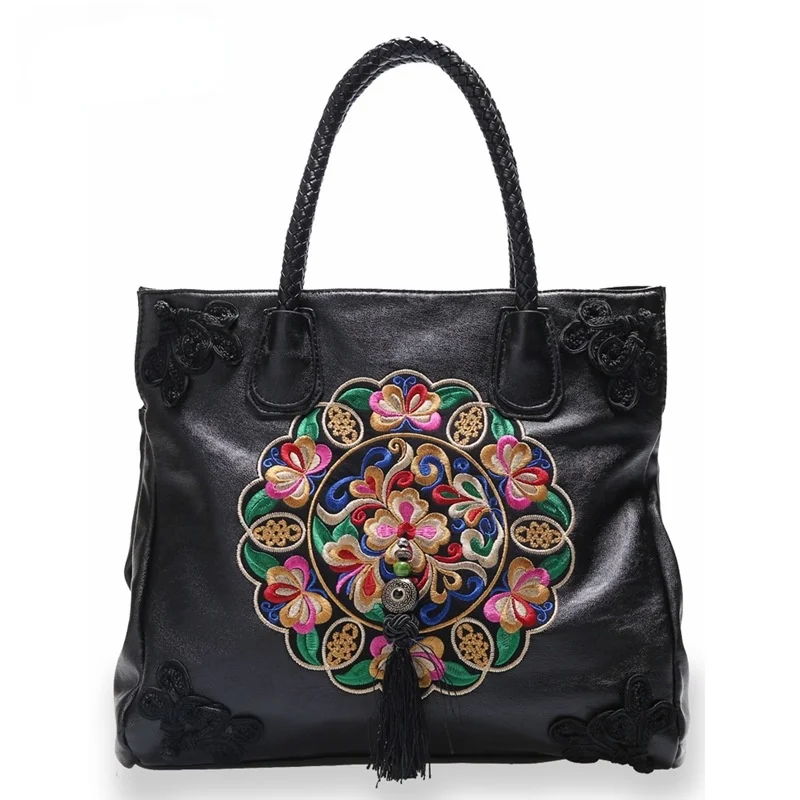 MOTAORA Chinese Style Embroidery Luxury Designer Handbag For Women PU Leather Large Capacity Fashion Bags For Ladies Tote Bag