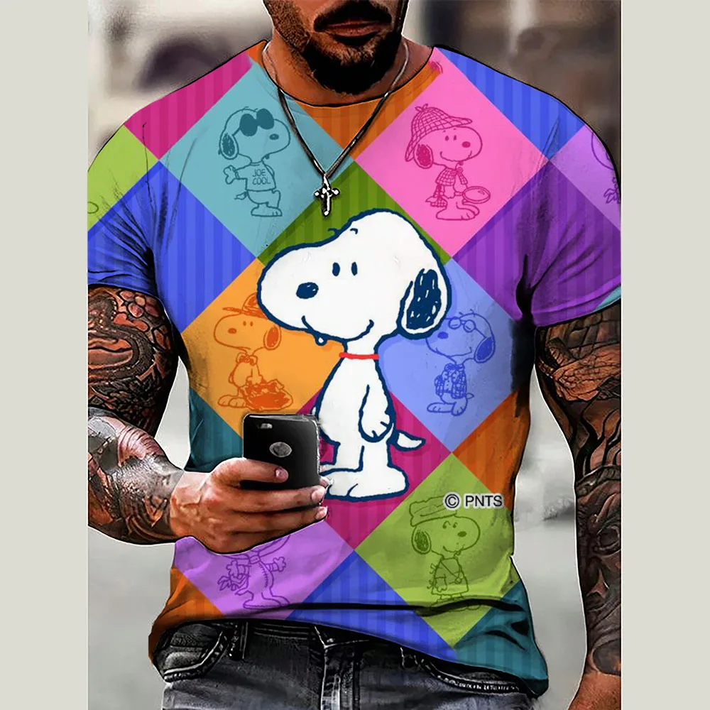 2024 T Shirt For Mens Fun Snoopy Print Short Sleeve Top 3D Casual Street Man's T-shirt Oversized Tee Shirt Men Vintage Clothing