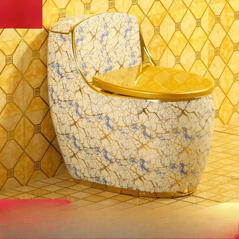 

Бытовой туалет, золотой унитаз, сифонный керамический дезодорант, индивидуальное творчество, бесшумный, ударопрочный унитаз.