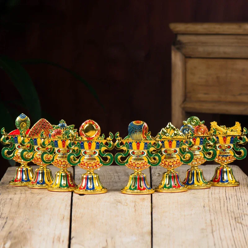 

Oster, enamel color eight auspicious ornament, Buddha front Buddhist utensils household living room eight rui ornament small