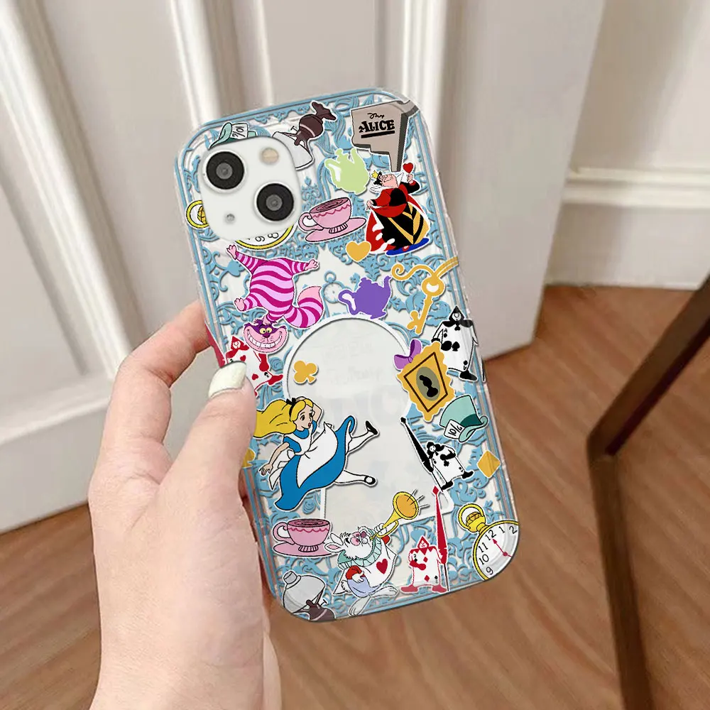 Прозрачный чехол Cute Disney Alice in Wonderlansd для VIVO S15 V20 V21 V23 V23E V25 V27 V27E V29 V40 5G Pro с подушкой безопасности, противоударный чехол